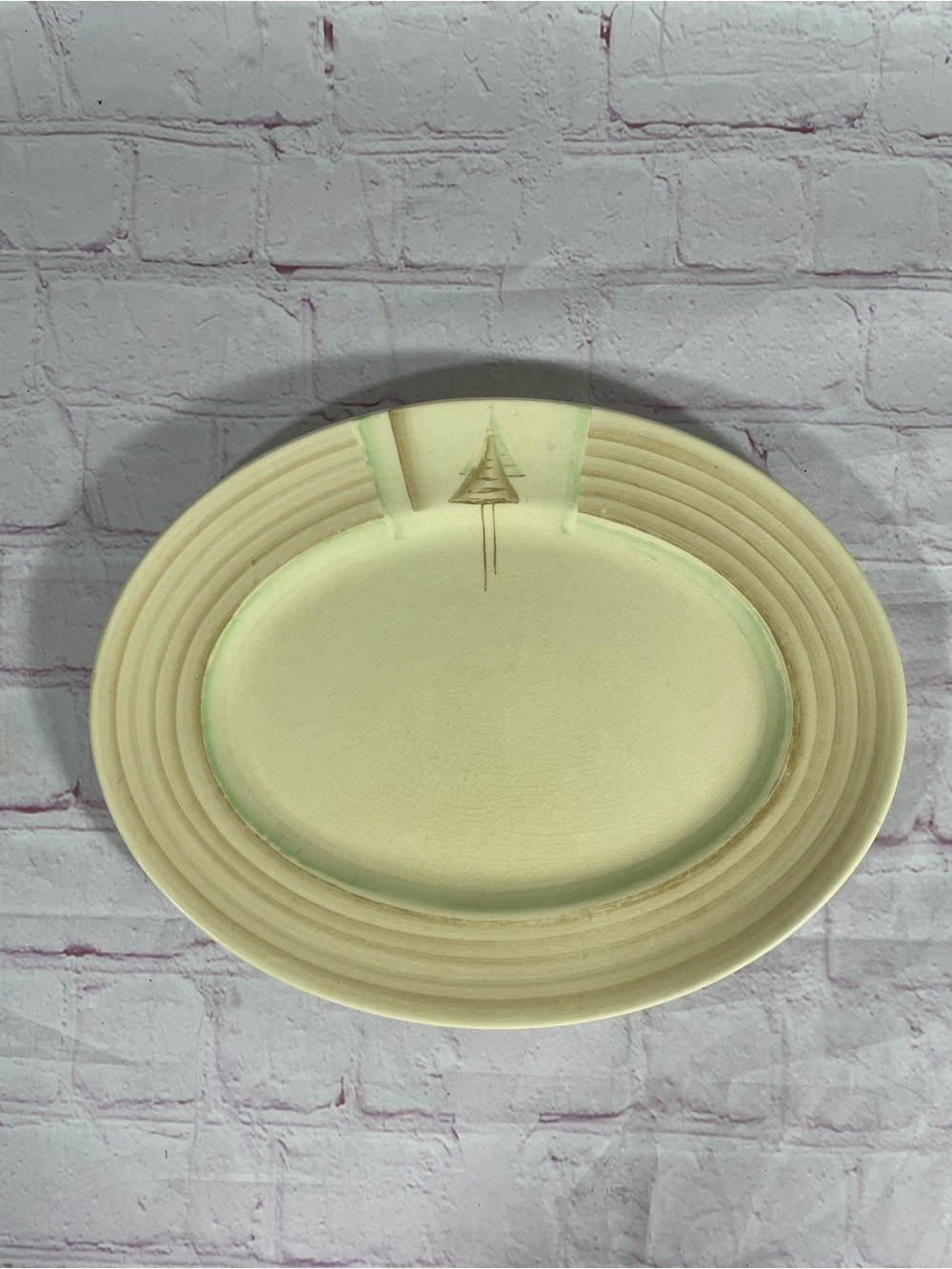 Vintage Myott Son & Co Hand Painted Trees Oval Ceramic Platter Made in England - Picture 4 of 7
